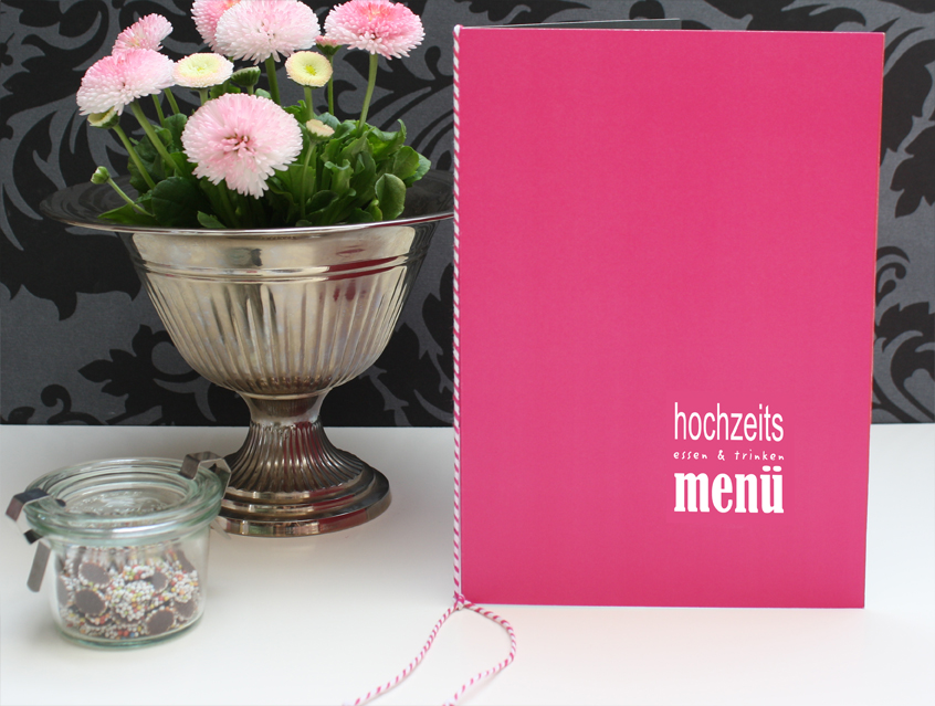 no. 7120 - Menükarte Menue Menü Hochzeitsmenü Getränkekarte Hülle Umschlag Einlegeblätter Guten Appetit Liebe im Quadrat Karte Papeterie Hochzeitspapeterie pink modern verschiedene Schriften Typo