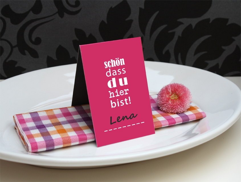 no. 7120 - Tischkarte Hochzeit klassisches Tischkärtchen Platzkarte Hochzeitskarte Liebe im Quadrat Karte Papeterie Hochzeitspapeterie pink grau dunkelgrau modern verschiedene Schriften Typo