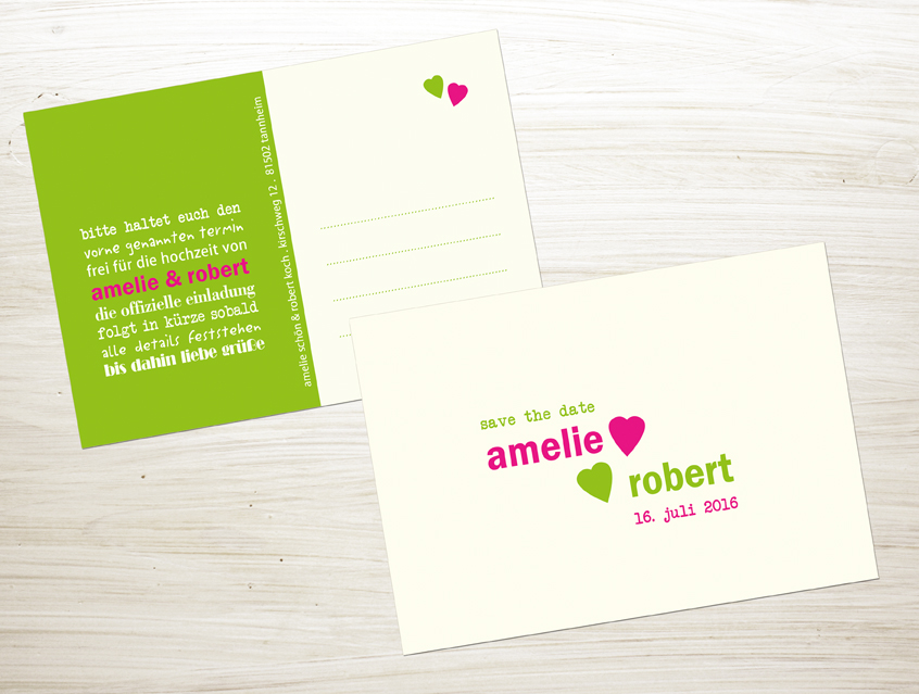 no. 7120 - Save-the-date save the date Einladung Hochzeit Hochzeitseinladung Hochzeitskarte Karte Papeterie Hochzeitspapeterie vanille creme apfelgrün pink grün Kombi verschiedene Schriften Typo modern elegant schlicht