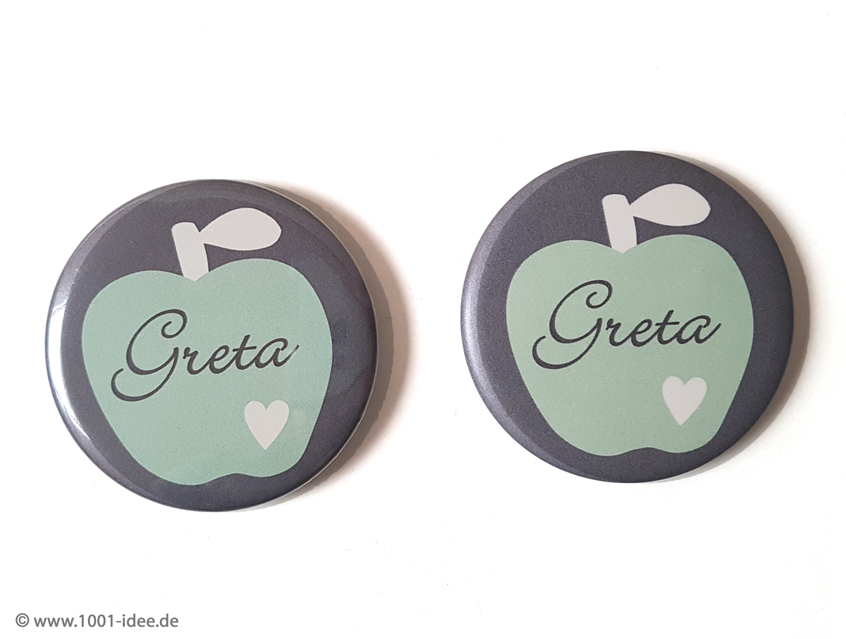 no. 7132 - Button in toller Farbgebung: grau - cr&egrave;me - mint, im Unlimited Design: Hintergrund z.B. floral, mit Steifen, Apfel, mit G&auml;stenamen, als Tischk&auml;rtchen und / oder Gastgeschenk, Vintage Look, Button Ausf&uuml;hrungen: Nadelbutton, Magnetbutton mit Kontermagnet, Flaschen&ouml;ffner, Taschenspiegel, Spangenclip, als Namensschild oder Namensanstecker, Anstecker Butterfly Verschluss, Spangen-Clip Kroko Clip, Tischordnung, Platzkarte, Tischkarte, passend zur Hochzeitskarte Karte Papeterie Hochzeitspapeterie, sanfte Farben, verschiedene Hintergr&uuml;nde und Farben m&ouml;glich