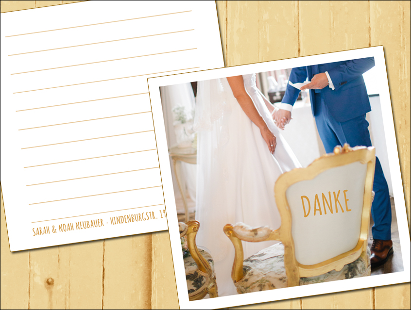 no. 7139 - Danksagung Hochzeit gold weiß edel exklusiv Dankeskarte Dank an Gäste Hochzeitskarte Schrift modern