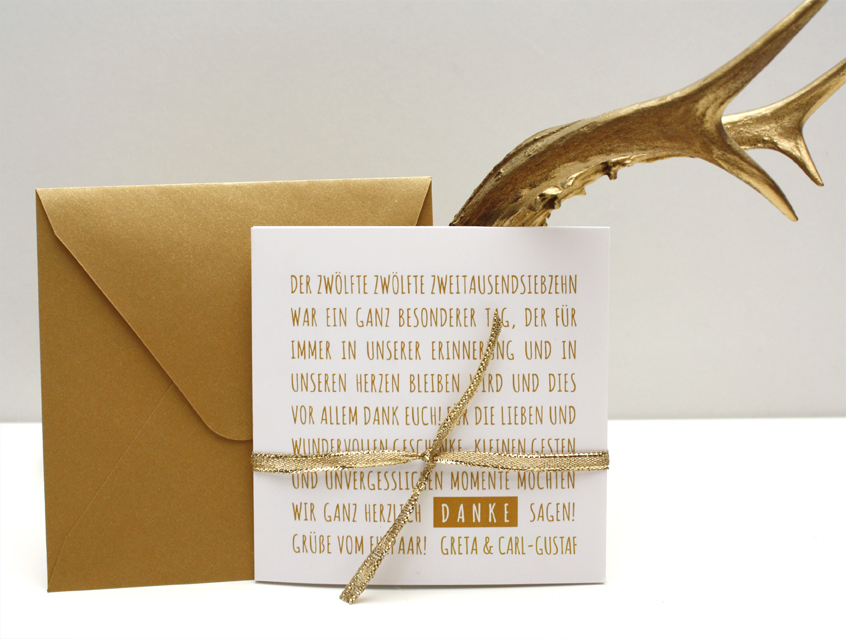 no. 7139 - Danksagung Hochzeit Leporello gold weiß edel exklusiv Dankeskarte Dank an Gäste Hochzeitskarte Schrift modern