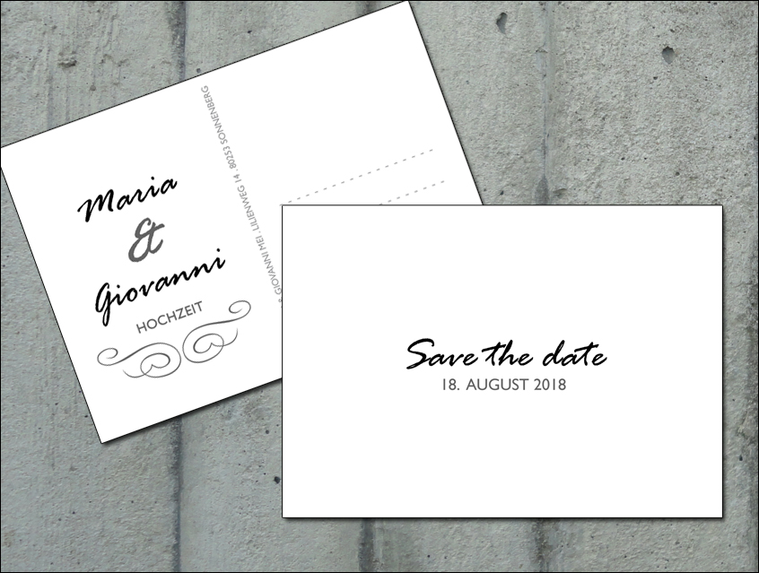 no. 7141 - Save the Date Karte save-the-date Kärtchen Einladung Hochzeit Hochzeitseinladung Elegant White Hochzeitskarte Karte Papeterie Hochzeitspapeterie weiß weiss exklusiv elegant modern vornehm