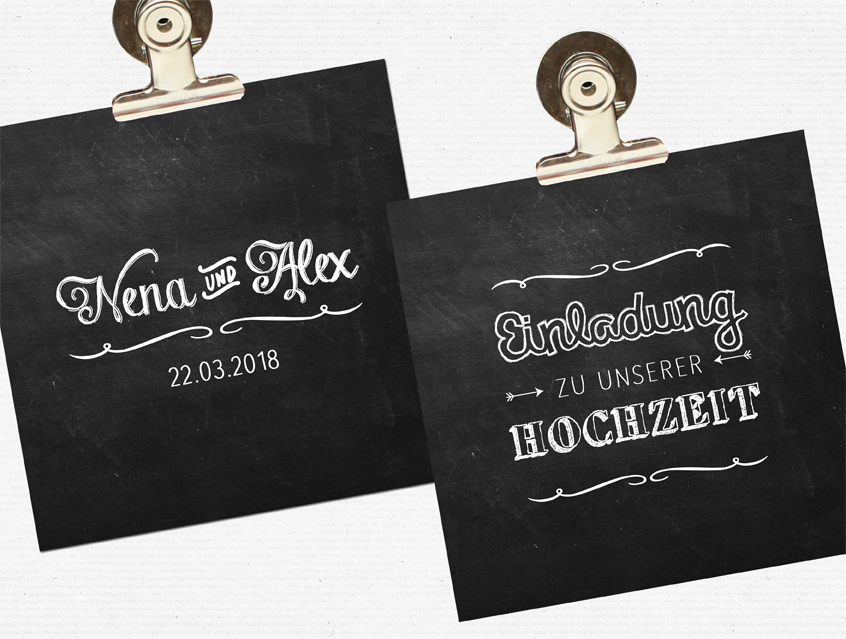no. 7142 - Einladung Hochzeit Hochzeitseinladung Hochzeitskarte chalkboard Kreide Tafel natur Naturkarton Kraftpapier Kraft Karton beige schwarzSchriften Typo