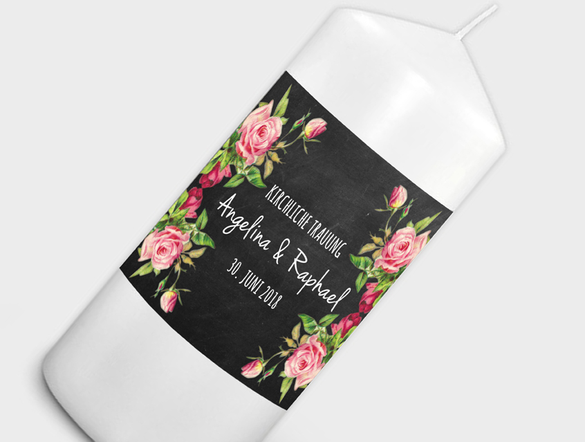 no. 7143 - Einladung Hochzeit Hochzeitseinladung Hochzeitskarte chalkboard Kreide Tafel Rosen roses schwarz rosa vanille Vintage