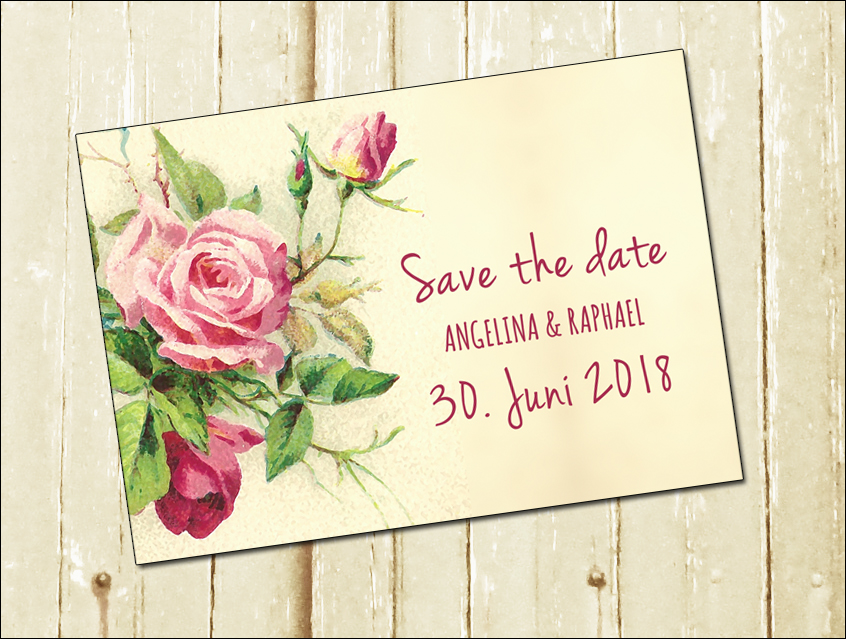 no. 7143 - save the date save-the-date Einladung Hochzeit Hochzeitseinladung Hochzeitskarte chalkboard Kreide Tafel Rosen roses schwarz rosa vanille Vintage