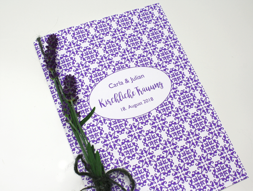 no. 7144 - Kirchenheft Ablaufplan Taschentuch Freudentränen Hochzeit Banderole Ummantelung Kirche Hochzeit Trauung Einleger Einlegeblätter zu Hochzeitskarte Exceptionelle Karte Papeterie Hochzeitspapeterie Lavendel lila violett Blumen ländlich Ein Hauch von Südfrankreich / Provence modern ländlich shabby chic vintage verspielt romantisch